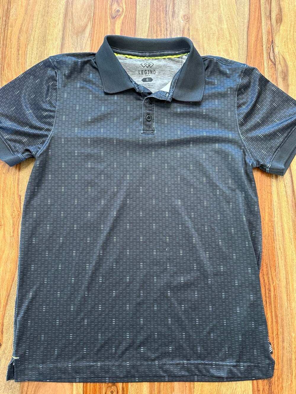 LEG3ND Golf Performance Polo Shirt Size S Black Patterned